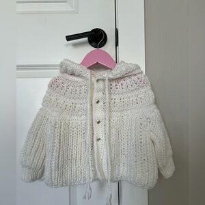 Handmade White Knit Baby Cardigan Size ~ 1 Year Old